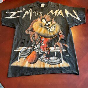 VTG 1994 Looney Tunes Taz "I'm The Man" Streetwear Distressed Grail (Large)